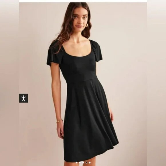 Boden Square Neck Jersey Mini Dress Flutter Sleeve - Picture 1 of 8